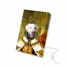 Custom Renaissance Dog Queen Portrait Canvas – Whimsical Feline Majesty with LED Mood Lighting