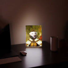 Custom Renaissance Dog Queen Portrait Canvas – Whimsical Feline Majesty with LED Mood Lighting