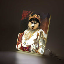 Custom Renaissance Husky King Portrait Canvas – Majestic Canine Royalty with LED Mood Lighting
