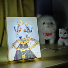 Custom Renaissance Dog Portrait Canvas – Majestic Canine Royalty with LED Mood Lighting