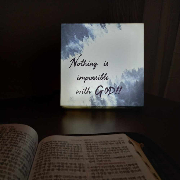 Heavenly Glow Canvas - 'Nothing is Impossible with God' Bible Verse Mood Light